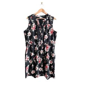 Catherine Malandrino Floral Drawstring Tie Dress Sleeveless Button Up Women's XL